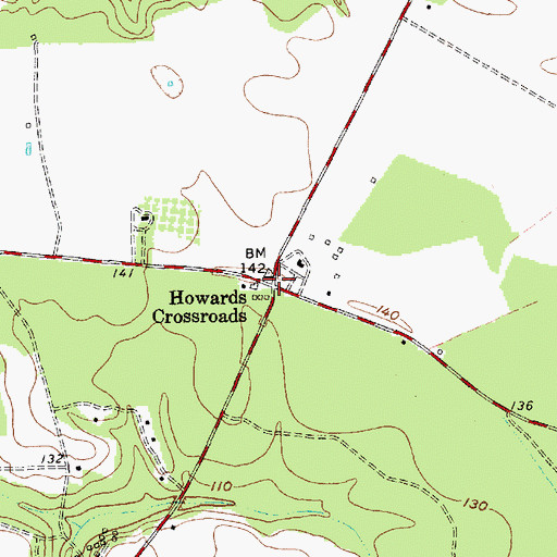 Topographic Map of Howards Crossroads, SC