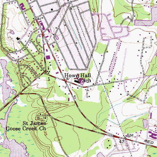 Topographic Map of Howe Hall School, SC