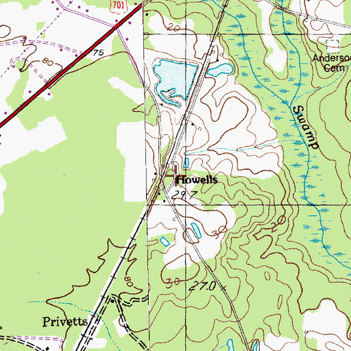 Topographic Map of Howells, SC