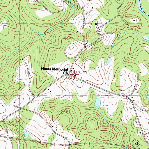 Topographic Map of Hunts Memorial Baptist Church, SC