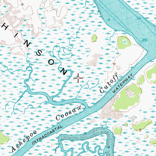 Topographic Map of Hutchinson Island, SC