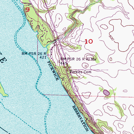 Topographic Map of Perkins Cemetery, AL