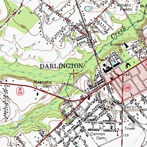 Topographic Map of Indian Creek, SC