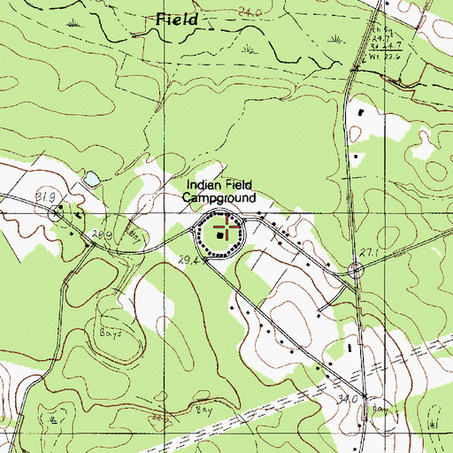 Topographic Map of Indian Field Campground, SC