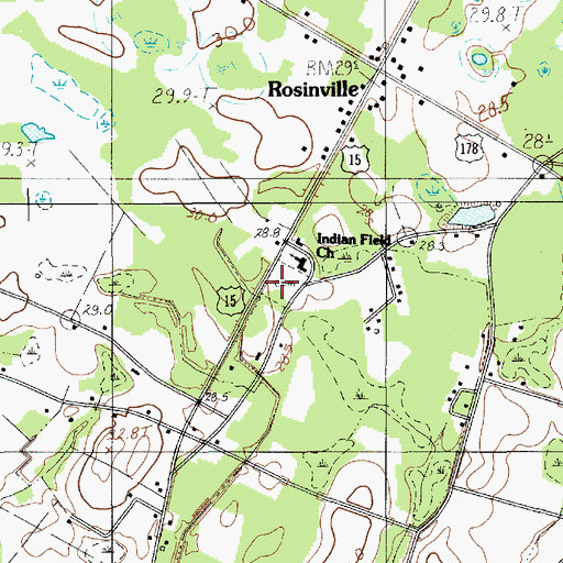 Topographic Map of Indian Field Church, SC