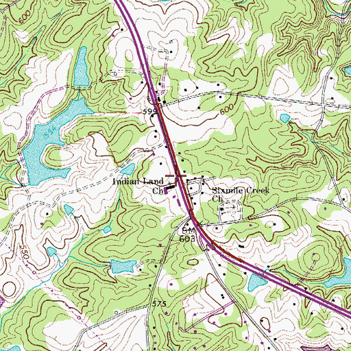Topographic Map of Indian Land Church, SC
