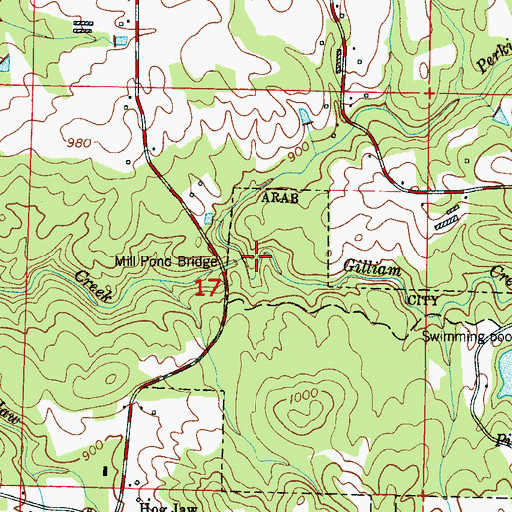 Topographic Map of Perkins Creek, AL