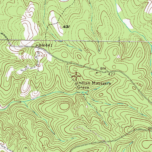Topographic Map of Indian Massacre Grave, SC