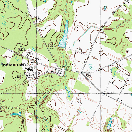 Topographic Map of Indiantown, SC
