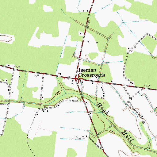 Topographic Map of Iseman Crossroads, SC