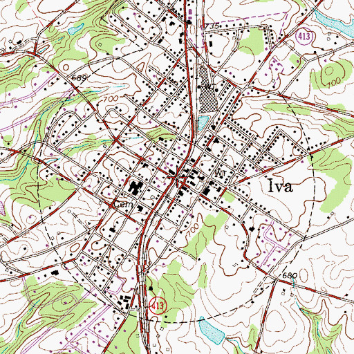 Topographic Map of Iva, SC
