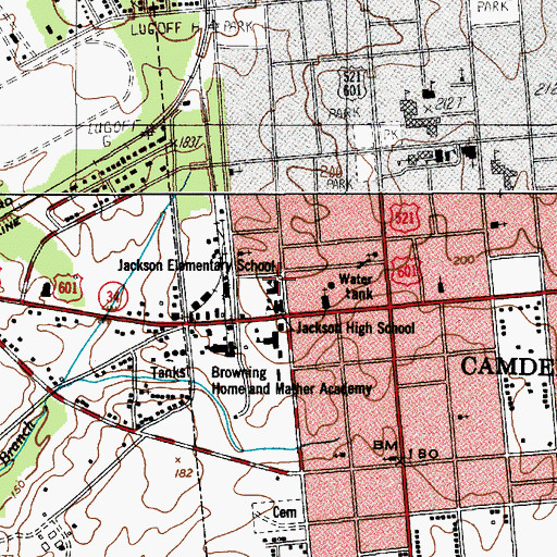 Topographic Map of Jackson Elementary School, SC