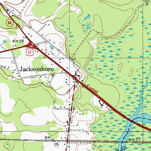 Topographic Map of Jacksonboro, SC
