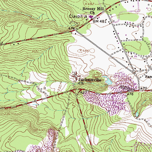 Topographic Map of Jacksonville Baptist Church, SC