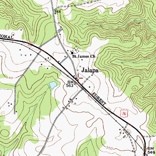 Topographic Map of Jalapa, SC