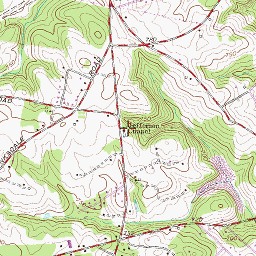 Topographic Map of Jefferson Chapel, SC