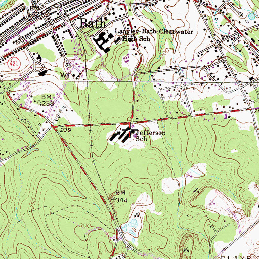 Topographic Map of Jefferson School, SC