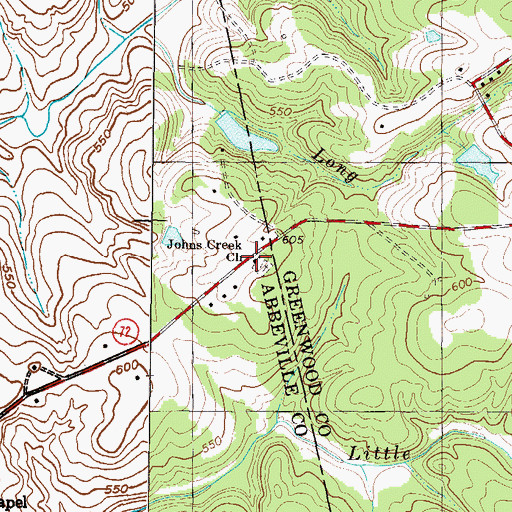 Topographic Map of Johns Creek Baptist Church, SC