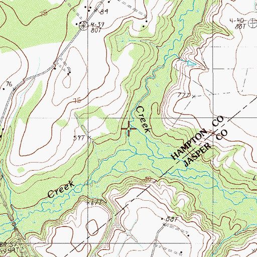 Topographic Map of Johns Pen Creek, SC