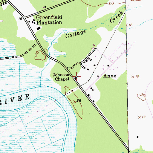 Topographic Map of Johnson Chapel, SC