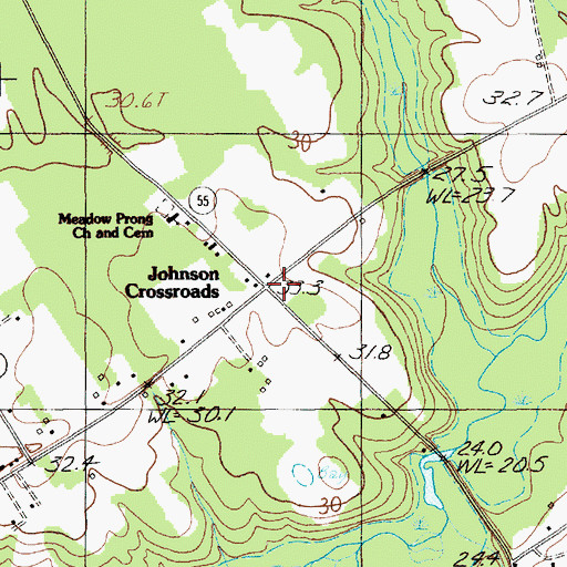 Topographic Map of Johnson Crossroads, SC