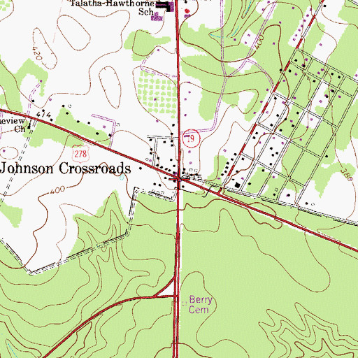 Topographic Map of Johnson Crossroads, SC