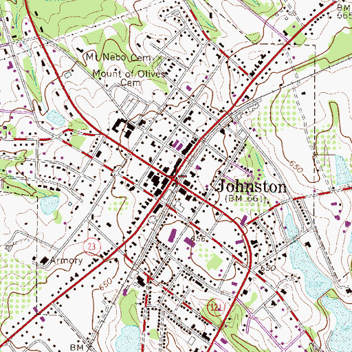 Topographic Map of Johnston, SC