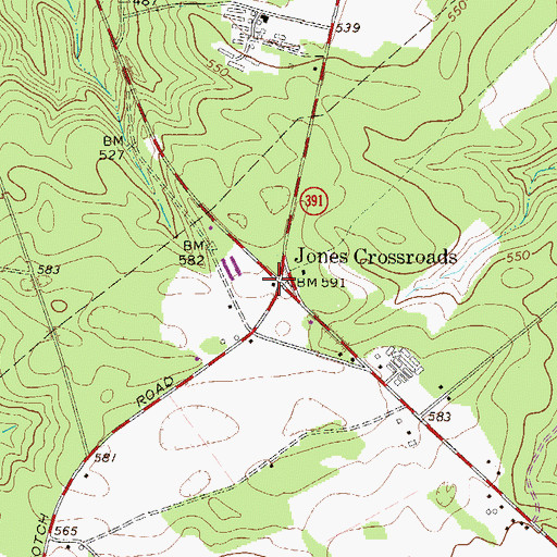 Topographic Map of Jones Crossroads, SC