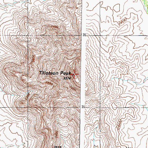 Topographic Map of Tillotson Peak, AZ