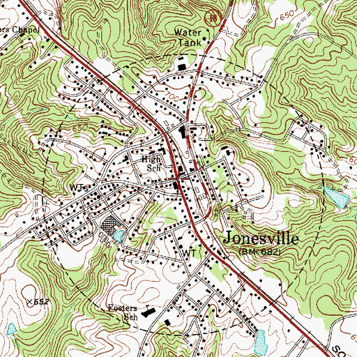 Topographic Map of Jonesville, SC