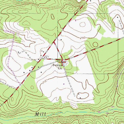 Topographic Map of Jordan Baptist Church, SC