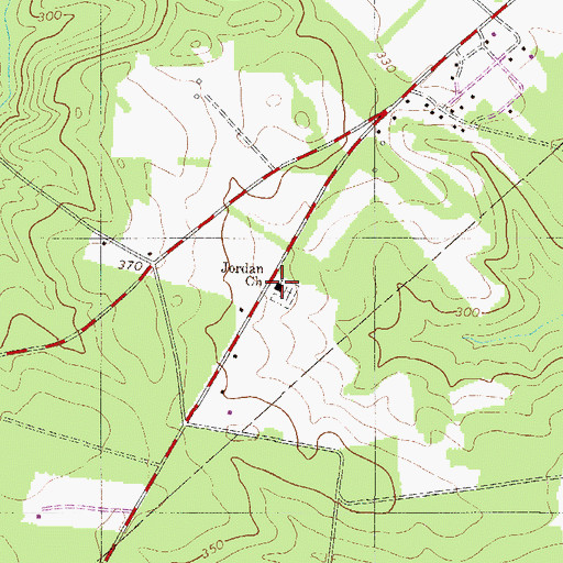 Topographic Map of Jordan Baptist Church, SC