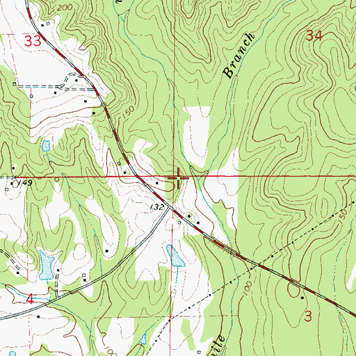 Topographic Map of Perry Branch, AL