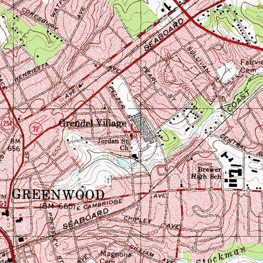 Topographic Map of Jordan Street Church, SC