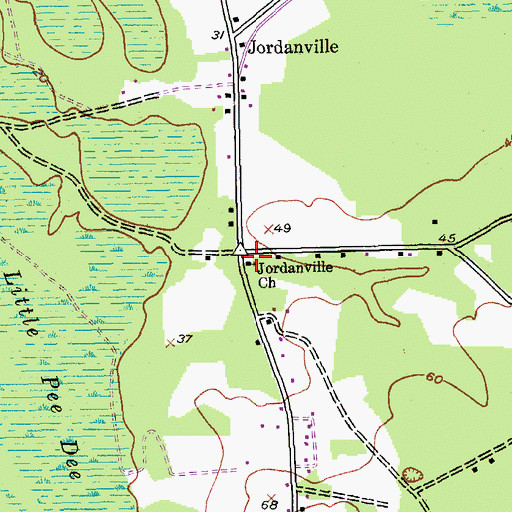 Topographic Map of Jordanville Church, SC