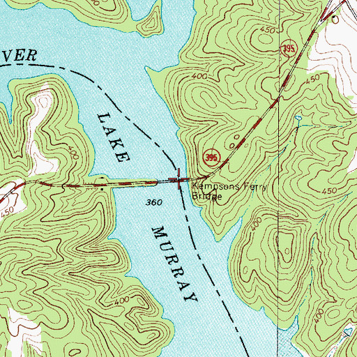 Topographic Map of Kempsons Ferry Bridge, SC