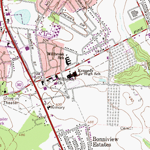 Topographic Map of Kennedy Junior High School, SC