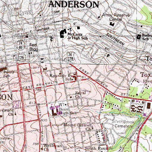 Topographic Map of Kennedy Street School, SC