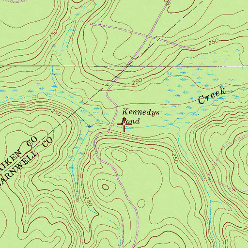 Topographic Map of Kennedys Pond, SC