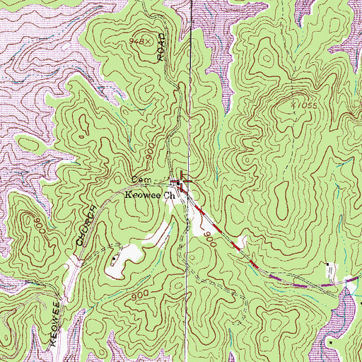 Topographic Map of Keowee Baptist Church, SC