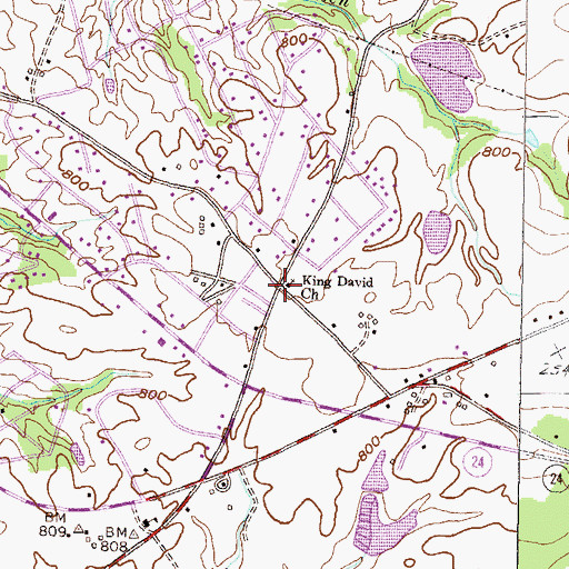 Topographic Map of King David Baptist Church, SC