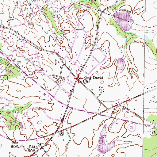 Topographic Map of King David Baptist Church, SC