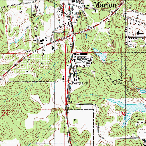 Topographic Map of Perry School, AL
