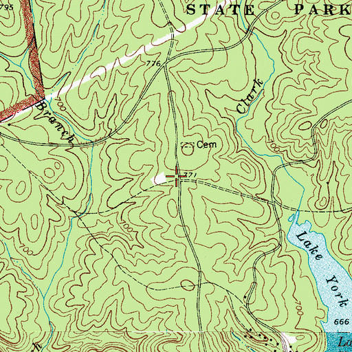 Topographic Map of Kings Mountain State Park, SC