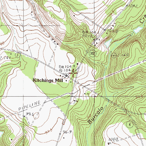Topographic Map of Kitchings Mill, SC