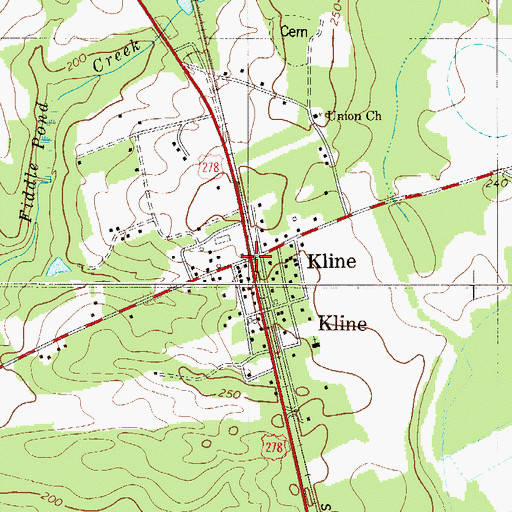 Topographic Map of Kline, SC