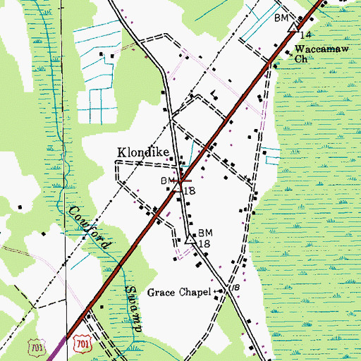 Topographic Map of Klondike, SC