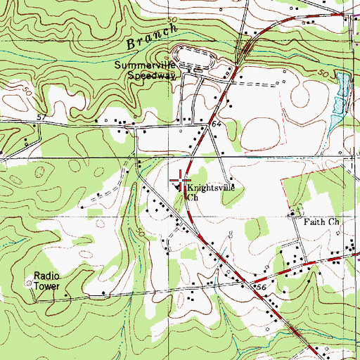 Topographic Map of Knightsville Church, SC
