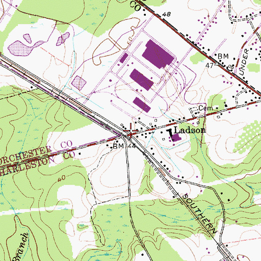 Topographic Map of Ladson, SC