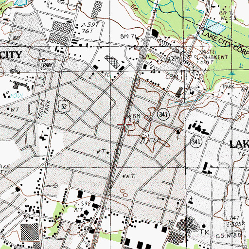 Topographic Map of Lake City, SC